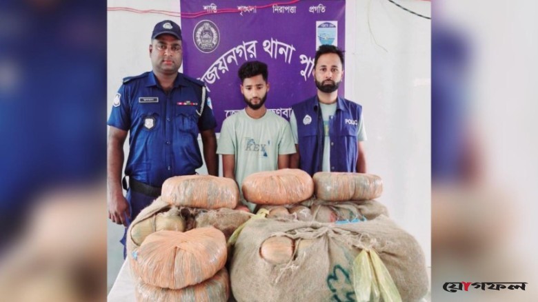 বিজয়নগরে এক মণ গাঁজাসহ মাদক মামলার আসামি গ্রেপ্তার